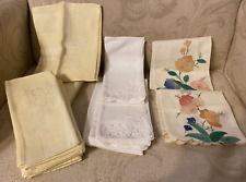 Mixed lot of 14 Vintage White/ off white linen cloth napkins Grandma Core Farm picture