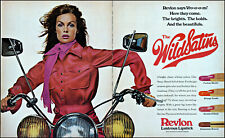 1972 Jean Shrimpton motorcycle Revlon Wild Satins lips retro photo print ad L75 picture