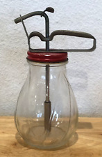 VINTAGE RARE 1940s FEDERAL TOOL CORP GLASS SYRUP DISPENSER WITH METAL PUMP picture