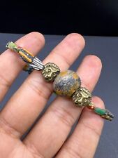 Rare Ancient Old Roman Colorful Beads Two Lion Face Wonderful Bracelet picture