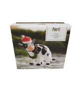 Pier One Art Glass Cow Heifer Figurine Handcrafted Christmas Decor - New in Box picture