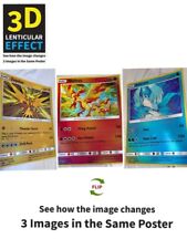 Pokémon-Zapdos,Moltres,Articuno-3D Poster 3D Lenticular Flip Effect,3 In One picture