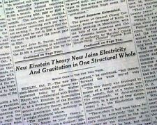 ALBERT EINSTEIN-MAYER New Unified Field Theory of Relativity 1931 Old Newspaper picture