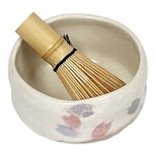 Japanese Kyoto Shimizu-yaki Handmade Matcha Green Tea Whisk & Pottery Bowl picture