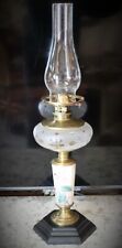 Antique Composite Oil Lamp Stamped Pat Mar 10 May 6th 1873 Brass Ceramic picture