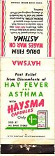 Hay Fever And Asthma Relief With Haysma Capsules, Vintage Matchbook Cover picture