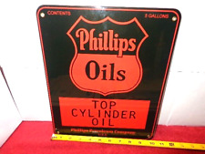 10x12 in PHILLIPS PETROLEUM USA MOTOR OILS ADV. SIGN HEAVY DIE CUT METAL #S 121 picture