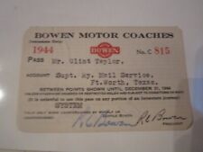 1944 BOWEN MOTOR COACHES PASS TRAVEL CARD 4