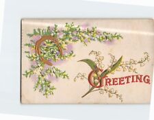 Postcard Lucky Horseshoe & Flowers Greeting Embossed Card picture