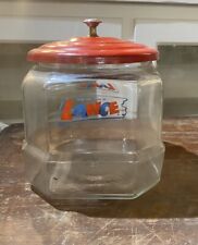 VINTAGE LANCE 1950'S GLASS STORE COUNTER SNACK JAR WITH METAL LID picture