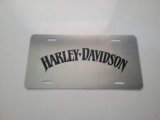 Harley Davidson script brushed aluminum license plate, Matte Black Logo picture