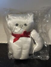 Vintage Fancy Feast White Satin Cat Plush Ornament 1984 picture
