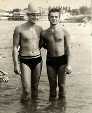 1960 Shirtless Guys Very Handsome Men Bulge Trunks Hugging Gay Int Vintage Photo picture