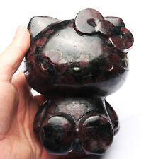 2239g Natural garnet hello Kitty cat carving Crystal Quartz Healing Decorate picture