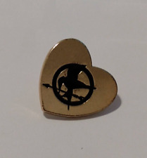 Gold Tone Heart Mockingjay Bird Hunger Games Lapel Pin picture