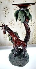 Vintage Tropical Palm Tree Giraffe Resin? Candle Holder 13