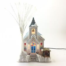 Avon Holiday Splendor Lighted Fiber Optic Church Manger Scene Adapter Christmas picture