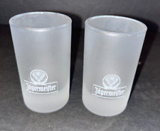 SET OF TWO Jagermeister Tall Frosted Shot Glasses 4 CL ARC - 3.5