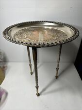 VTG Hand Made Egyptian Etched Metal Table With Egyptian Image (Hand Made InItaly picture