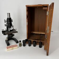 Bausch and Lomb Vintage Microscope 16mm with Wood Carrying Case, Multiple Lenses picture
