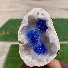 99G Rare Moroccan blue magnesite and quartz crystal coexisting specimen picture