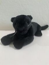 Realistic Laying Plush Jet Black Panther Cat Kitten 13” White Whiskers Stuffed picture