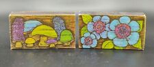 Vtg Psycedelic 70's Colors The Ohio Match Co. Owl & Blue Flower Matches Box (2) picture