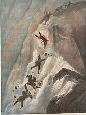 1867 Chromolithograph- Descending the Matterhorn 4 Climbers Fall to Their Deaths picture