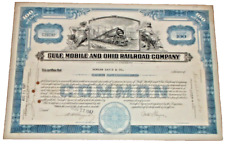 AUGUST 1947 GULF MOBILE & OHIO GM&O STOCK CERTIFICATE ONE HUNDRED SHARES picture