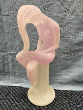 VINTAGE GLASS PINK GIRL WITH LONG HAIR GLASS FIGURE DECOR 16” Heavy picture