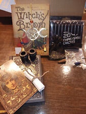 The Wiches Broom Book, Black Spell Book, Cast Iron Chime Holders, Black Candles picture