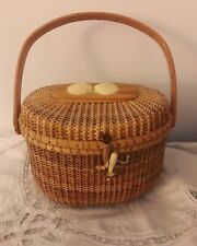 Vintage Nantucket Basket Purse with Carved Shell  Decoration picture