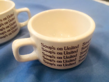 SOUP'S ON UNITED Brown & White Soup Mug Cup Bowl Ceramic CU 590 Lot of 2 Vintage picture
