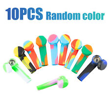 10x 3.4'' Mini Silicone Smoking Hand Pipe with Metal Bowl &Cap Lid Pocket Pipe； picture