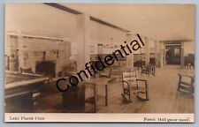 Real Photo Lake Placid NY Club Interior Forest Game Room Pool Table RP RPPC L166 picture