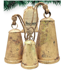 HIGHBIX Set of 3 XL Giant Harmony Cow Bells Huge Vintage Handmade Rustic picture