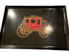 Vintage Couroc 1970s Wells Fargo Bank US Mail Stagecoach Cocktail Bar Tray MINTY picture