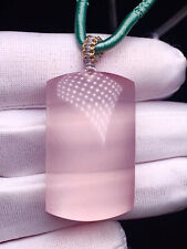 12.6g Natural Pink Rose Carved Gumiho Crystal Necklaces Pendant With Strand AAAA picture