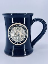 Hand thrown Deneen Pottery black relief mug w/ Latin inscription Learning Theme picture