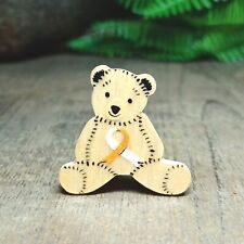 Children's Lung Cancer Awareness Ribbon Badge Handmade Teddy Bear Brooch picture