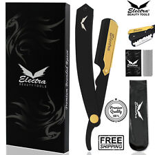 Professional Black Barber Hair Shaving Razor Straight 20 Blades Folding Knife picture