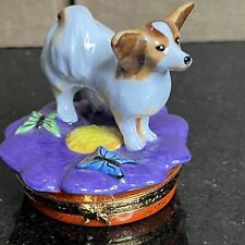Papillon Dog With Butterflies By Artoria Limoges Made In France Collie picture