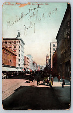Postcard Los Angeles CA Broadway From Fourth Street Horse-Drawn Posted 1909 picture