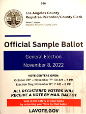 OFFICIAL SAMPLE BALLOT GENERAL ELECTION 2022 Los Angeles County CALIFORNIA VOTE picture