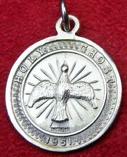Nun's Vintage 1951 Catholic Holy Ghost St. Christopher Sterling Rosary Medal picture