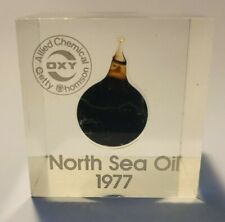 Vintage Paperweight 1977 North Sea Oil  - Oxy Allied Getty Thomson - Lucite Cube picture