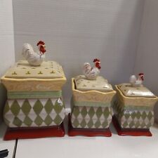 COTTAGE ROOSTER By Jay Set Of Three (3) Ceramic Canisters Set picture
