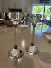 Oleg Cassini 6” Pearl filled Crystal Candlesticks picture