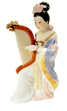 Japan Oriental Figurine Lady With Harp Music Inspire Porcelain Sculpture  picture