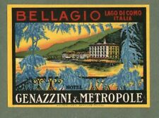 RARE Hotel luggage label ITALY Genazzini Bellagio pretty art & color #634 picture